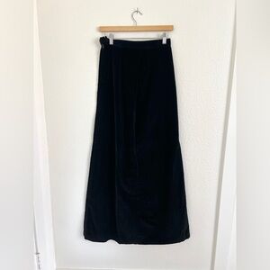 VINTAGE 70s black velvet maxi skirt / size 27'' waist